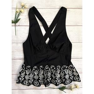 EXPRESS Eyelet Lace Babydoll Cross Back Top